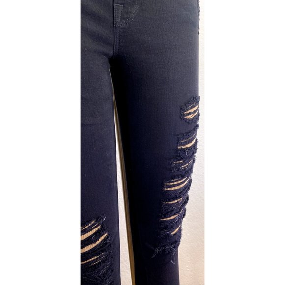 FRAME Black Distressed Ripped Zip Multipocket Skinny Jeans, Sz. 28 - Picture 8 of 14